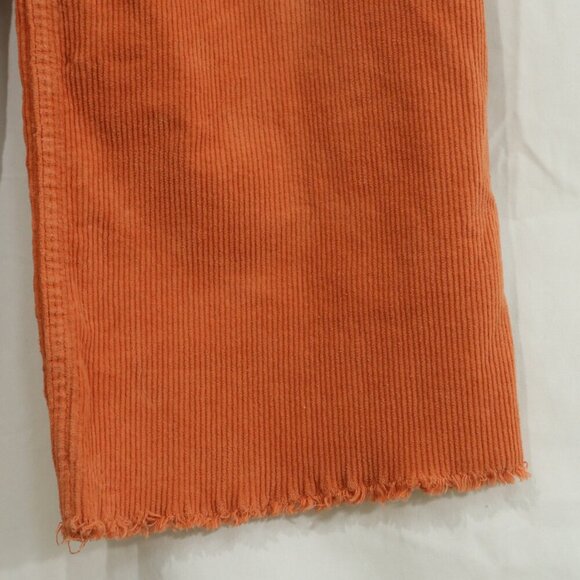 Billabong Women’s Corduroy Wide Leg Pants Orange Rust Cropped Raw Hem Size M - Picture 4 of 9